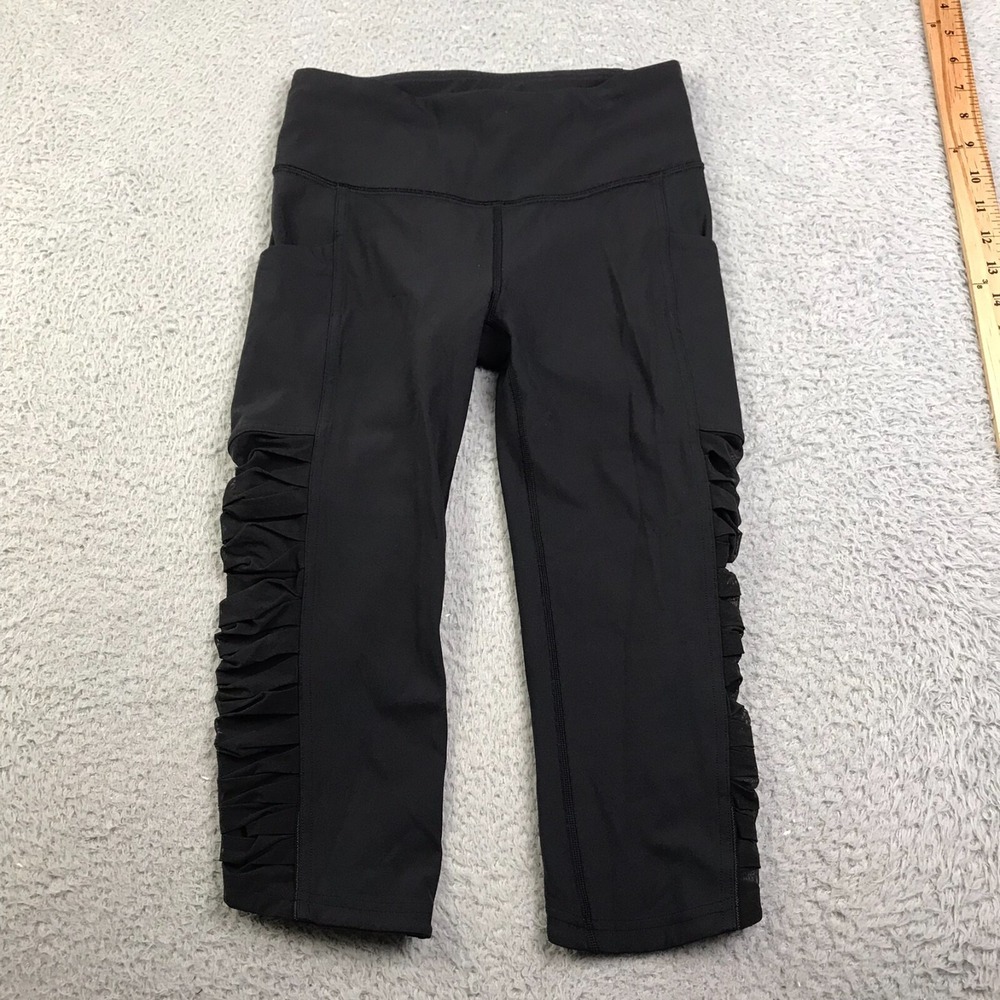 Lululemon Sharp Turns Crop 17" Womens 4 Black Luxtereme Stretch Multi Pocket